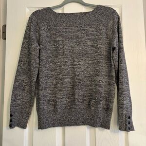 Roz & Ali Heathered Gray Crew Neck Sweater